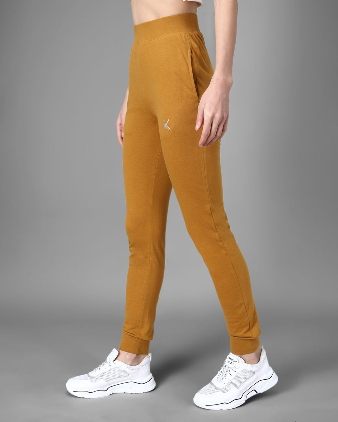 Shop Women's Yellow Fame & Famous Typography Skinny Fit Joggers-Back