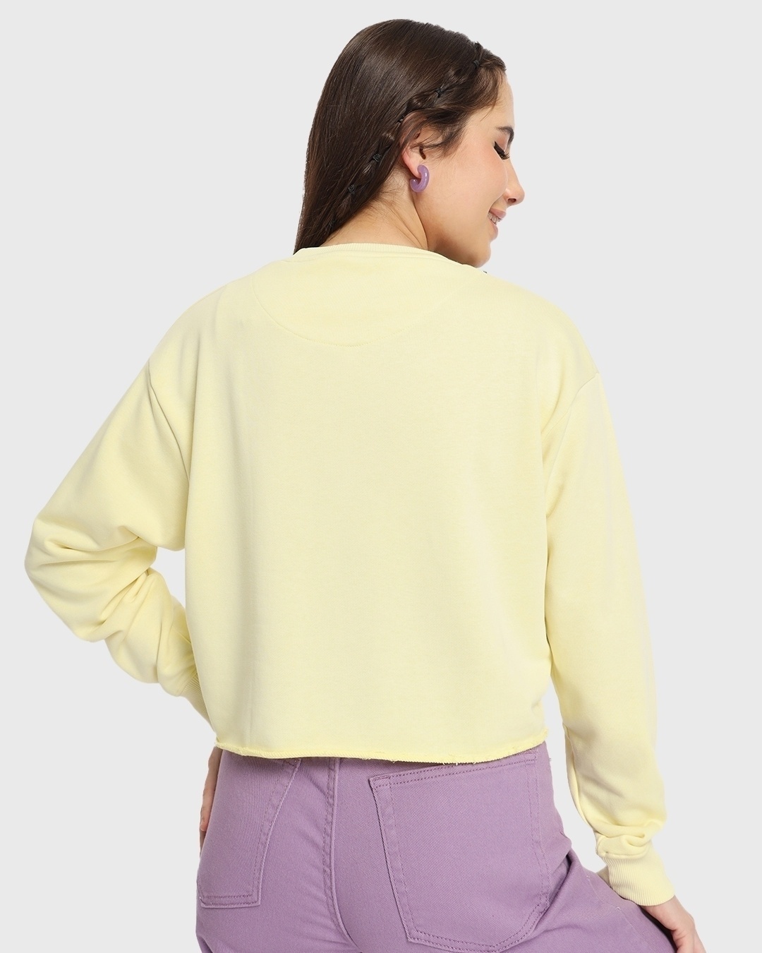 Shop Women's Yellow Free Bird Graphic Printed Oversized Sweatshirt-Back