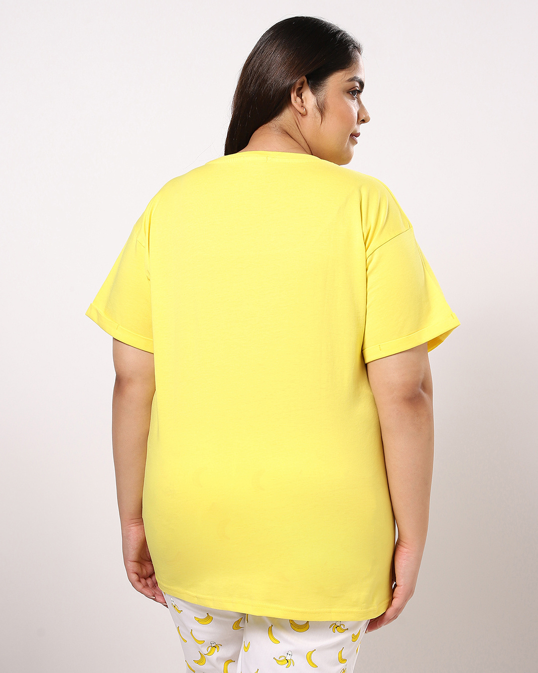 Shop Women's Yellow Garfield Squad Graphic Printed Plus Size Boyfriend T-shirt-Back