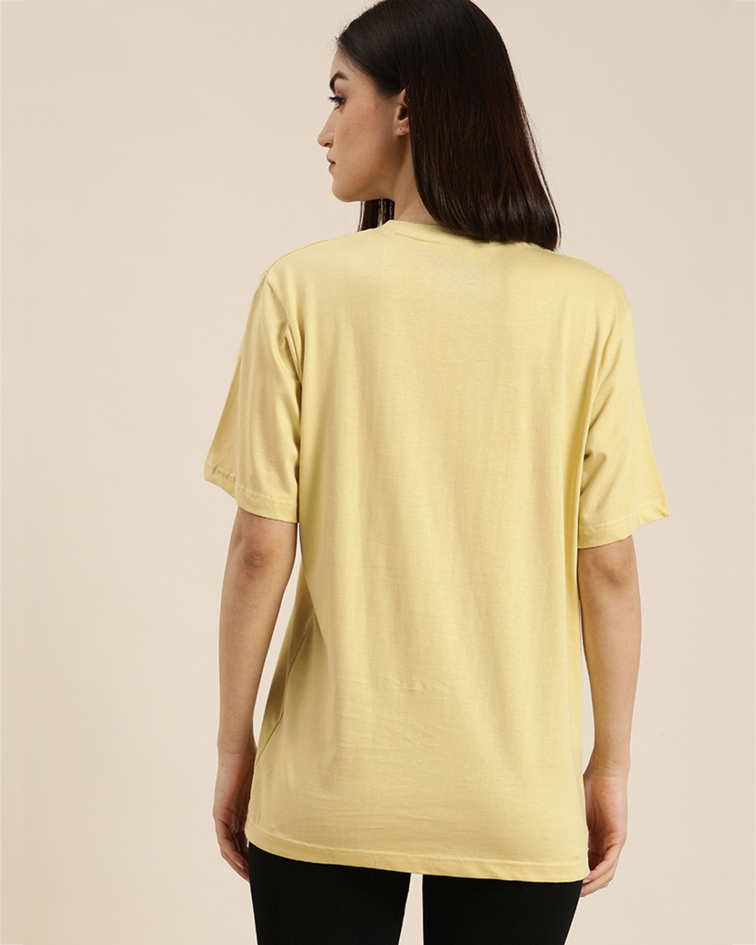 Shop Women's Yellow Graphic Print Oversized T-shirt-Back