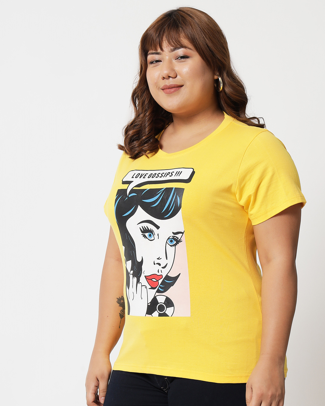 Shop Women's Yellow Graphic Printed T-shirt-Back