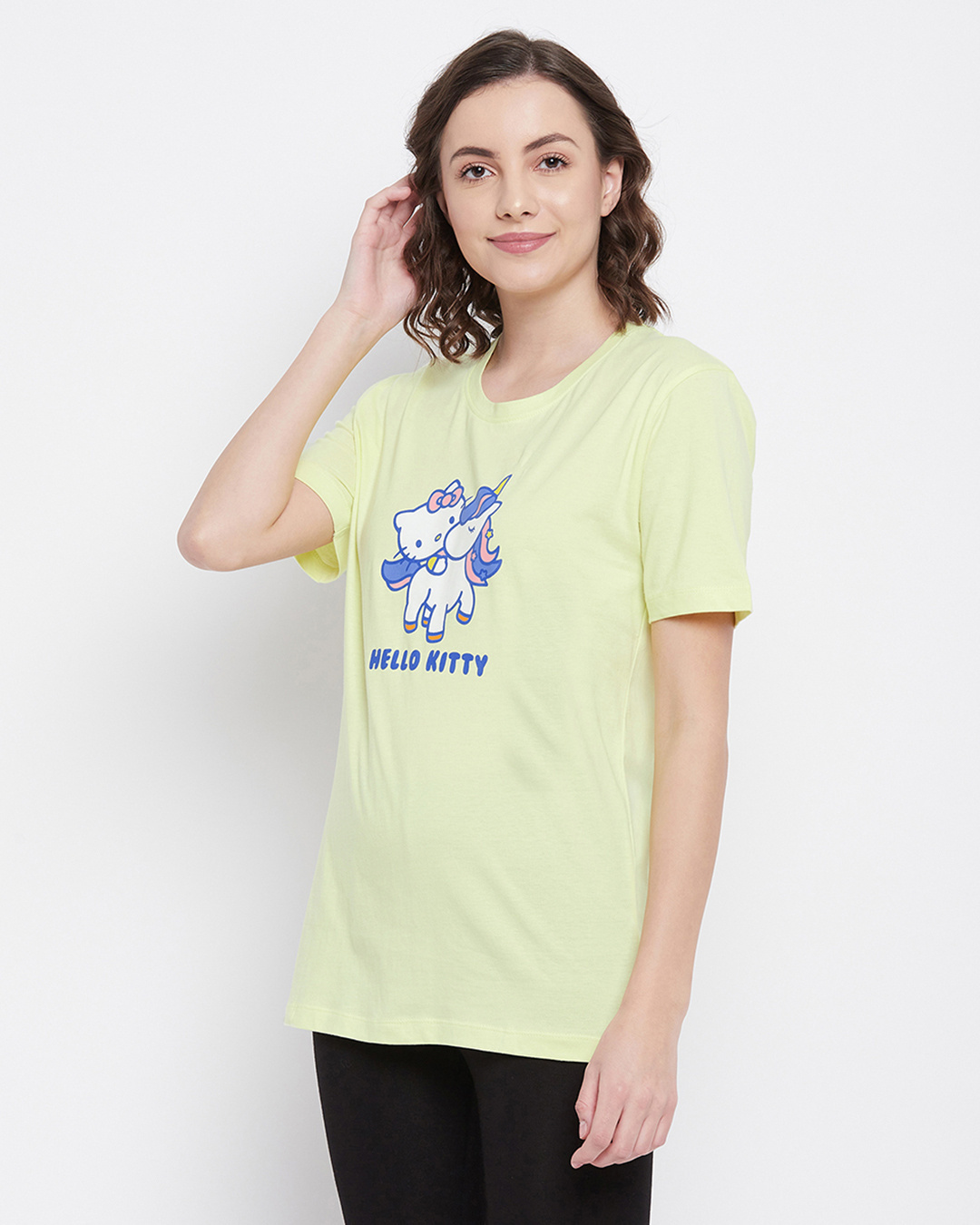 Shop Women's Yellow Hello Kitty Printed T-shirt-Back