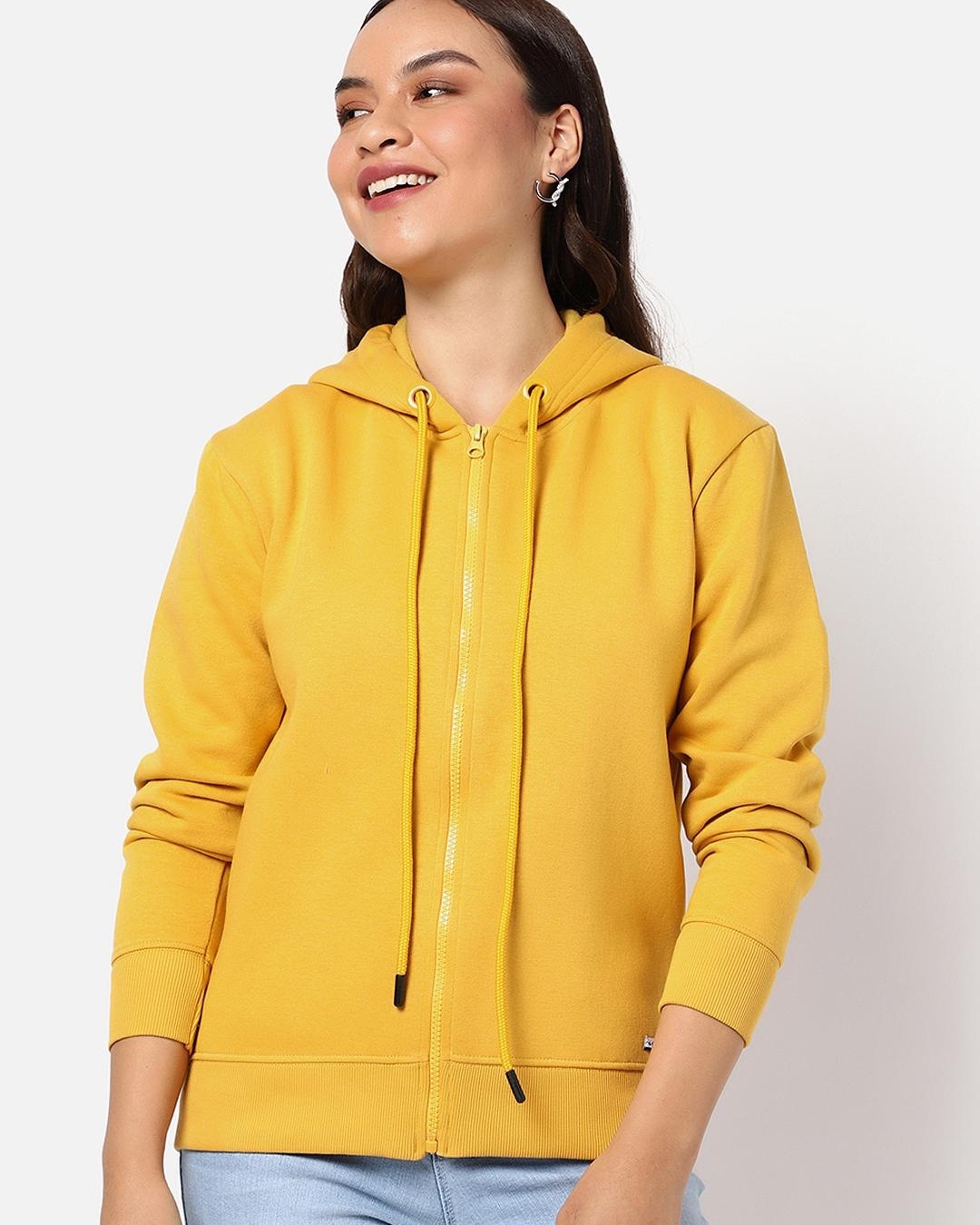 Buy Women's Yellow Hooded Sweatshirt for Women Yellow Online at Bewakoof