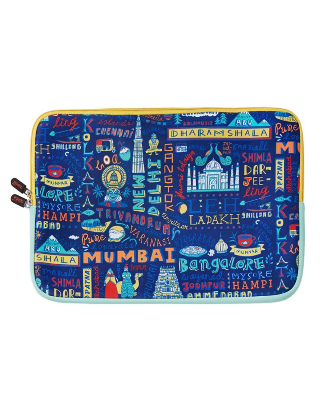 Shop Women's Yellow Indian Travel Spots Laptop Sleeve (13inches)-Back