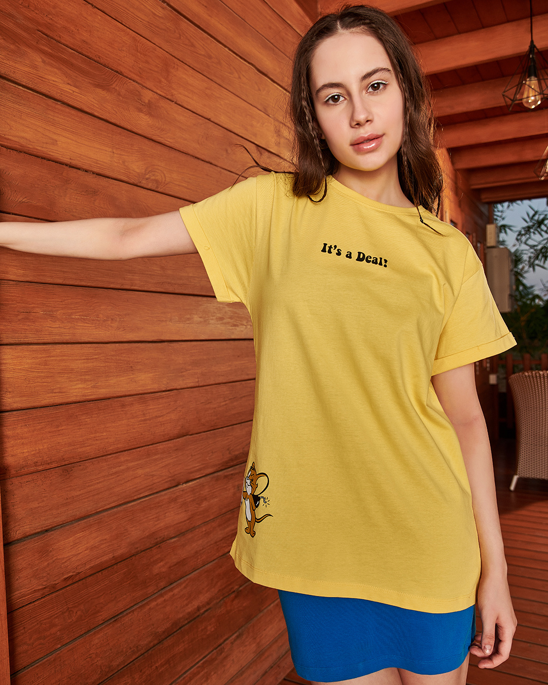 Buy Women's Yellow It's a Deal Graphic Printed Boyfriend Tshirt Online