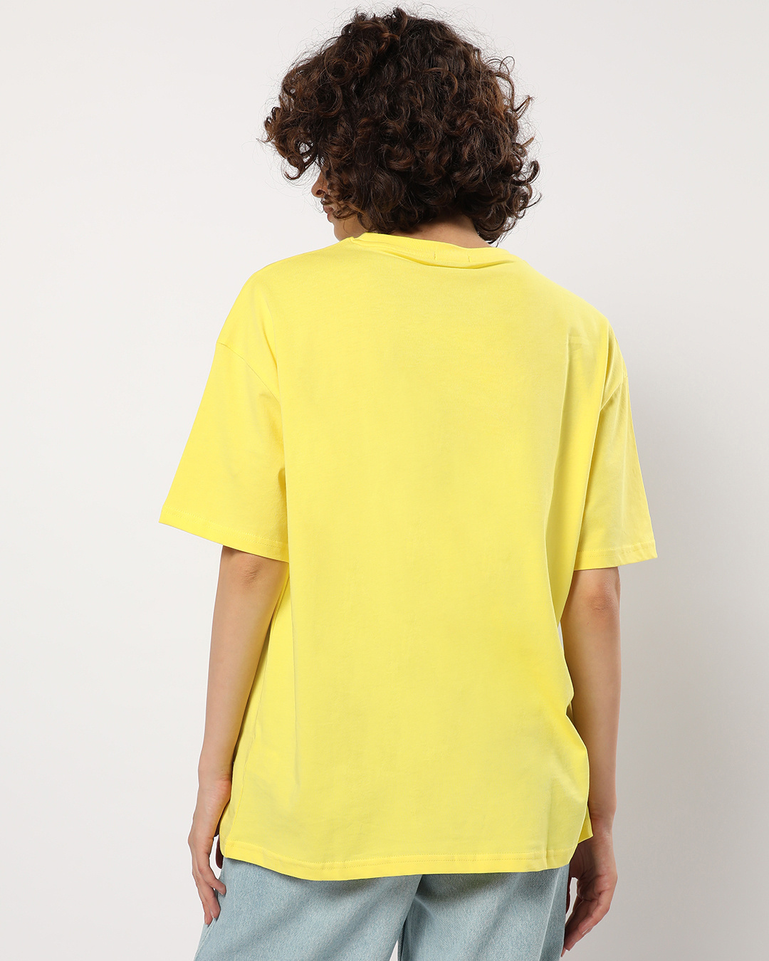 Shop Women's Yellow Jerry Chase Graphic Printed Oversized Boyfriend T-shirt-Back