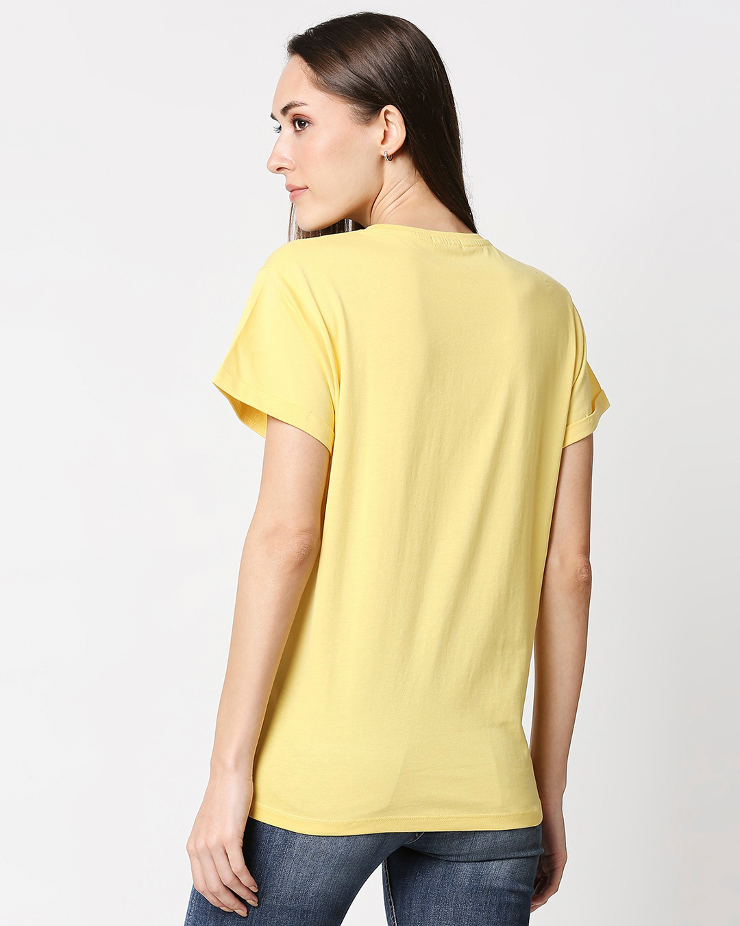 Shop Women's Yellow Jerry Chase Graphic Printed Plus Size Boyfriend T-shirt-Back