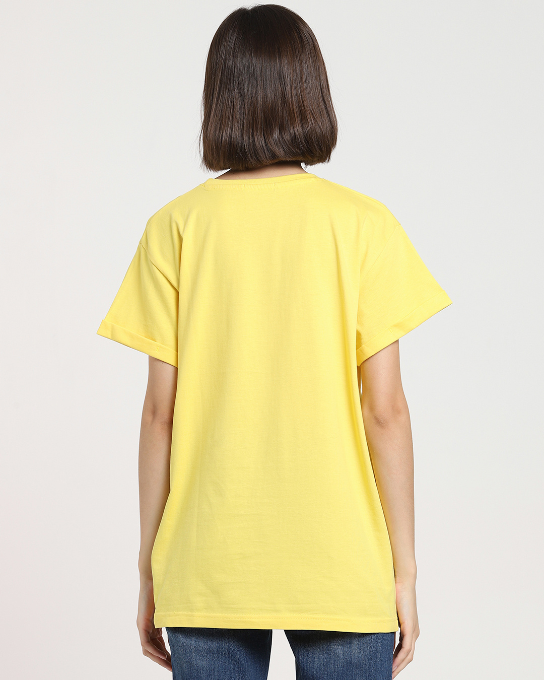 Shop Women's Yellow Love Coffe Boyfriend T-shirt-Back