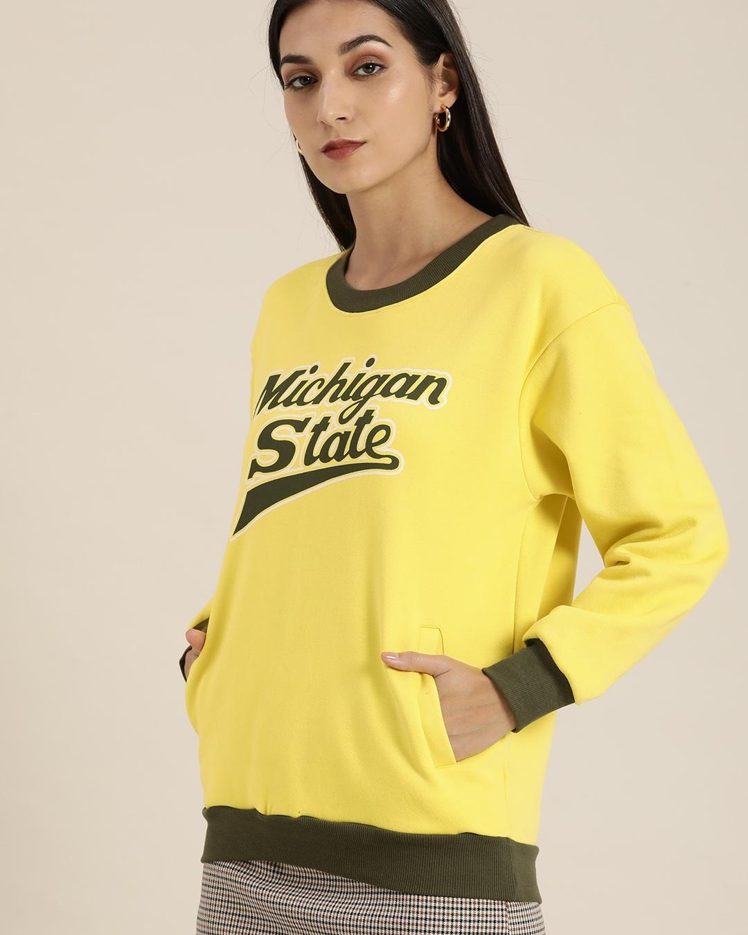 Shop Women's Yellow Michigan State Typography Oversized Sweatshirt-Back