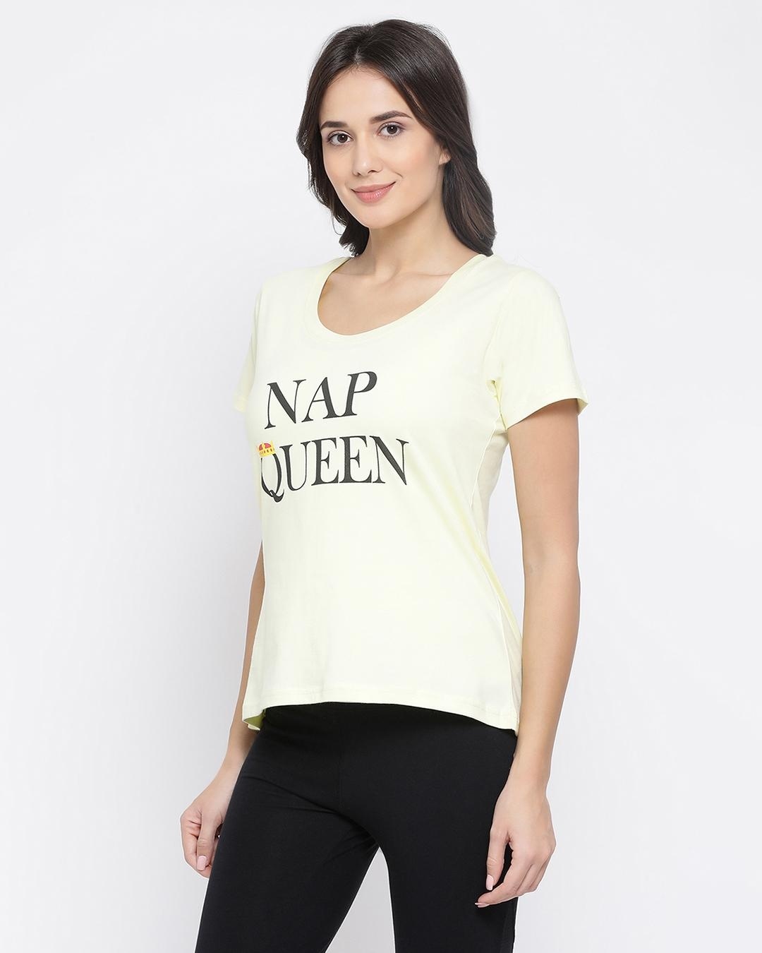 Shop Women's Yellow Nap Queen Typography T-shirt-Back