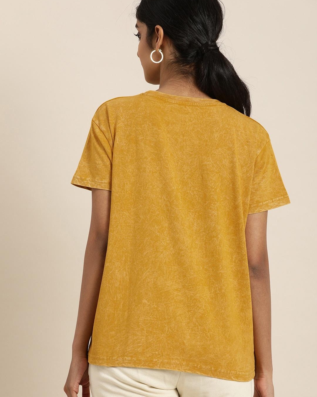 Shop Women's Yellow NY Typography Relaxed Fit T-shirt-Back