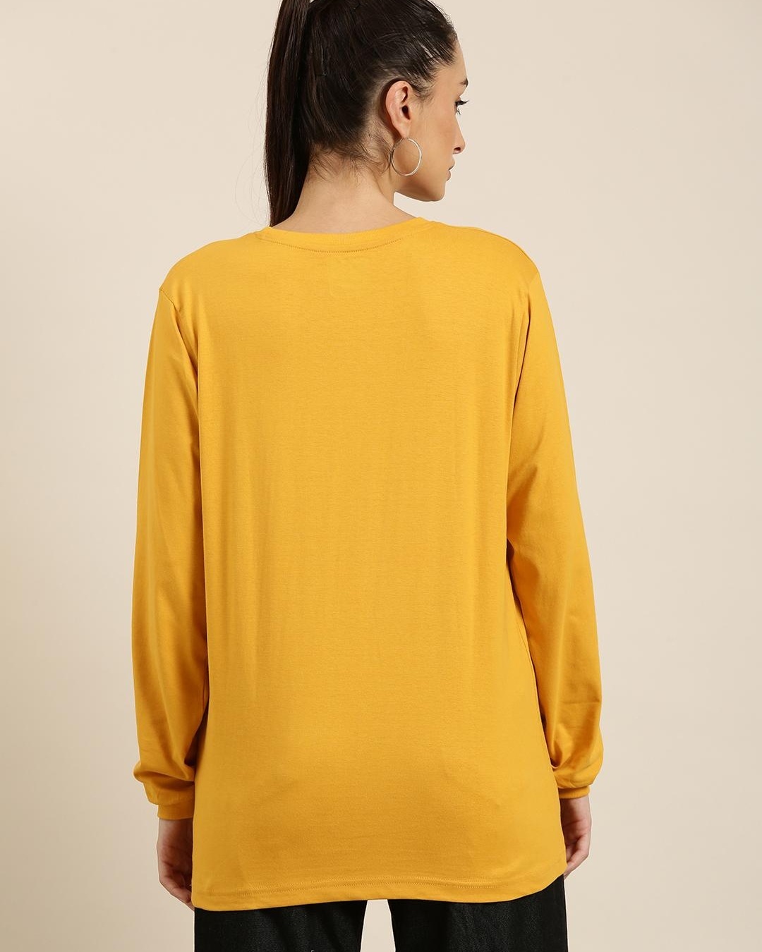 Shop Women's Yellow NYC Typography Oversized T-shirt-Back
