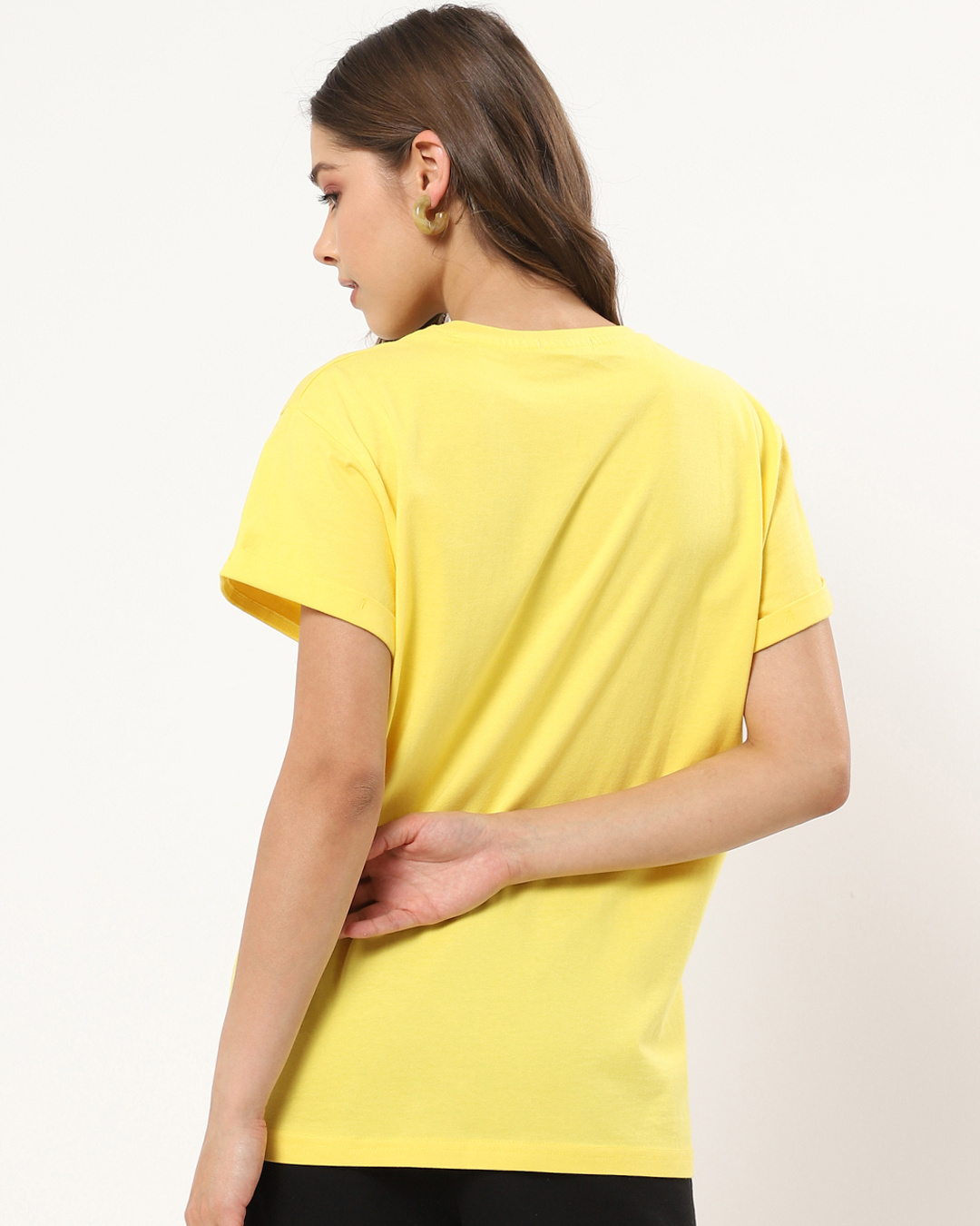 Shop Women's Yellow Oops Graphic Printed Boyfriend T-shirt-Back