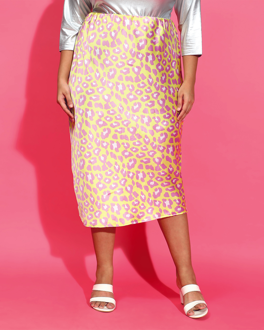 Yellow and pink geometric skirt
