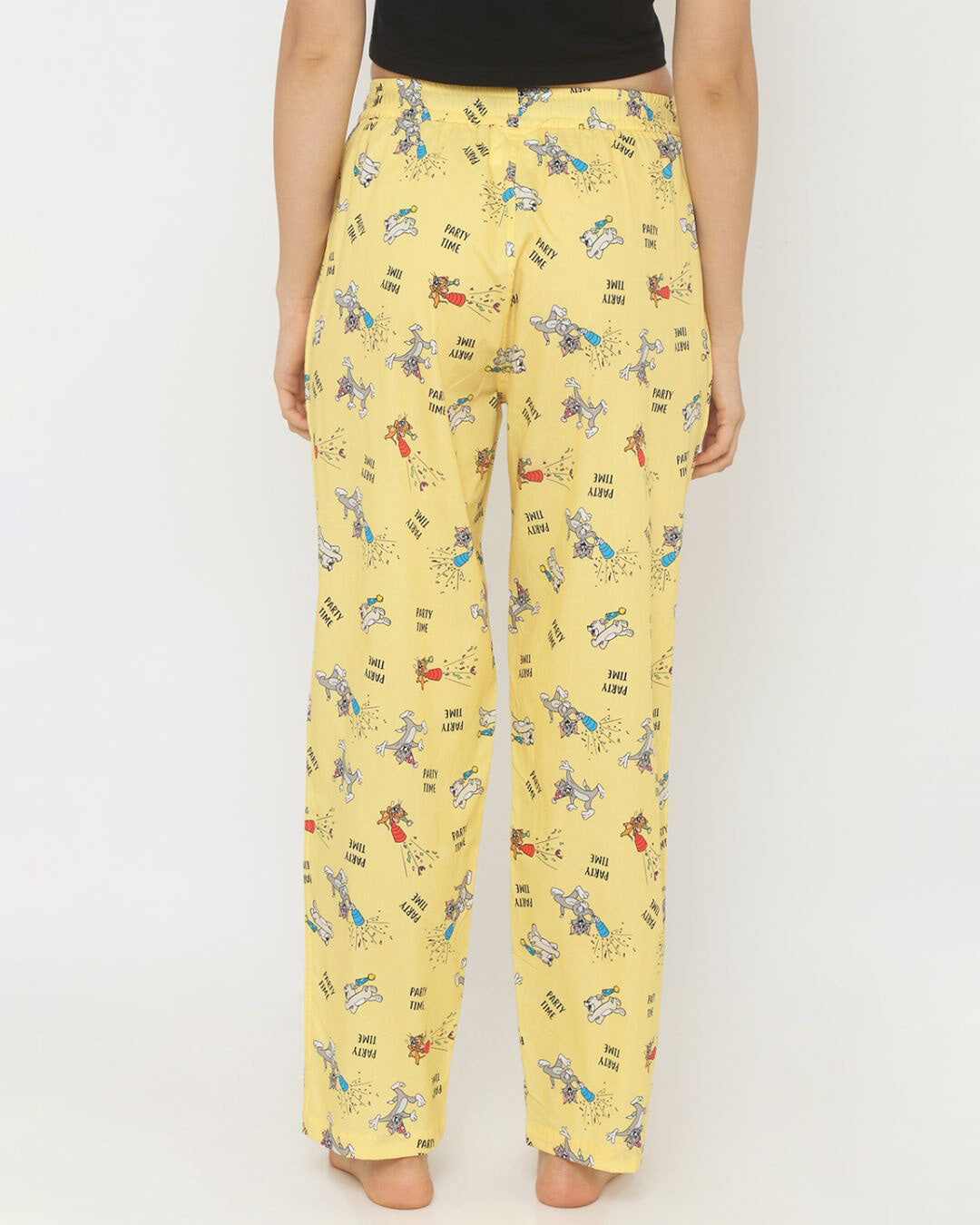 Shop Women's Yellow Regular Fit Printed Pyjamas-Back