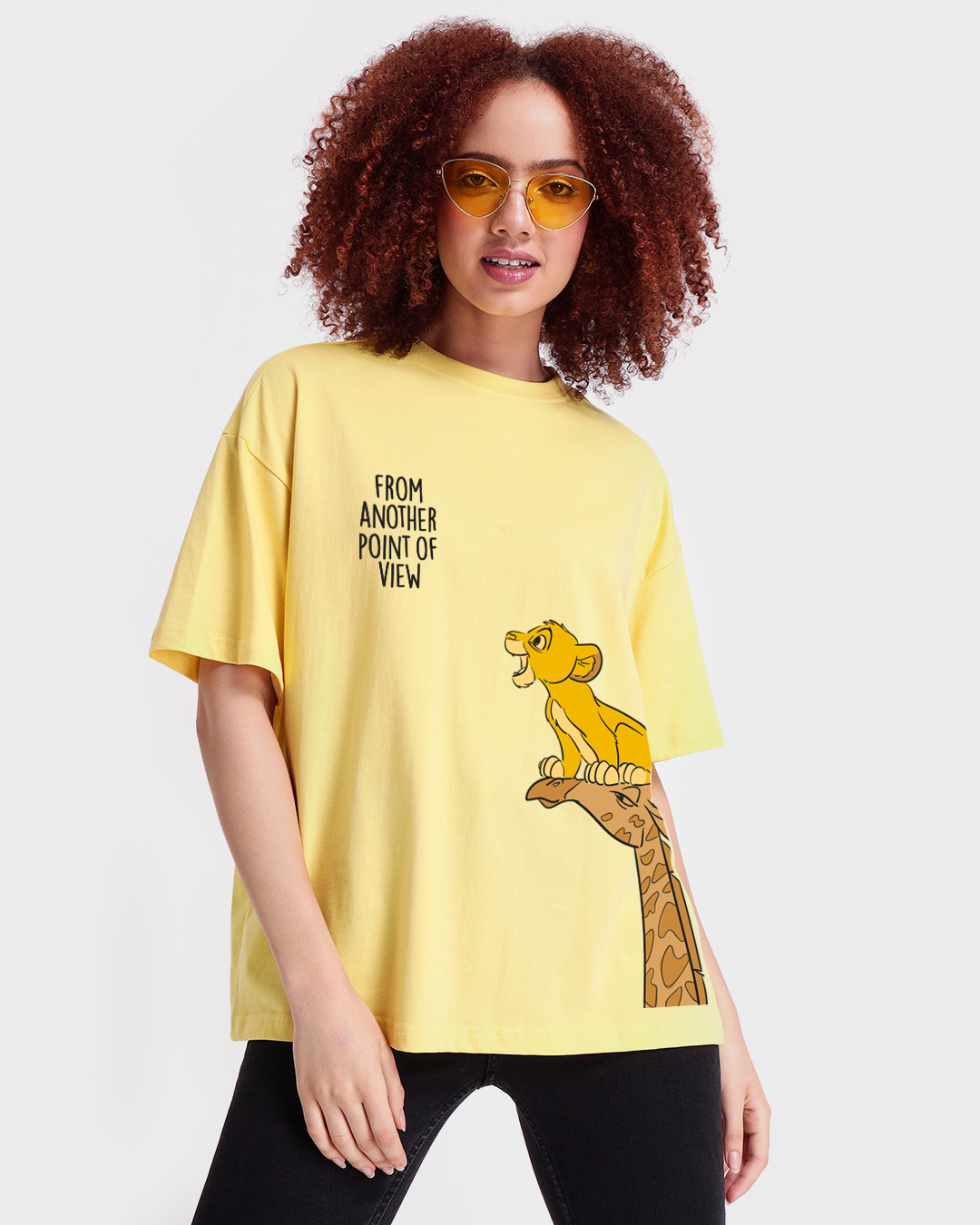 Buy Women's Yellow Simba's POV Graphic Printed Oversized T-shirt Online ...