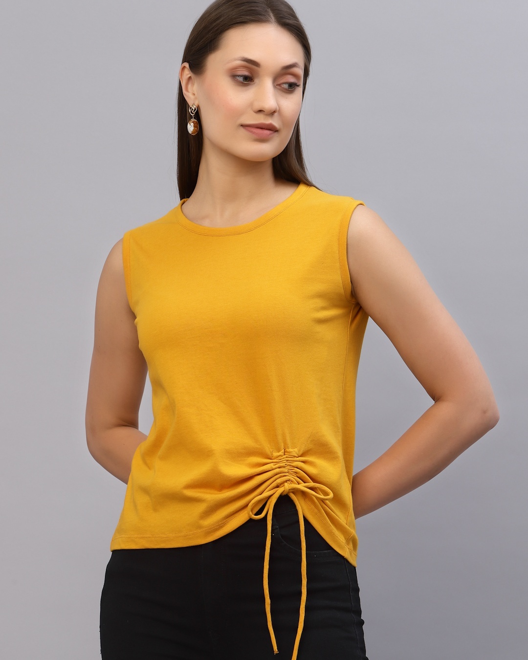 Buy Women's Yellow Slim Fit Top for Women Yellow Online at Bewakoof