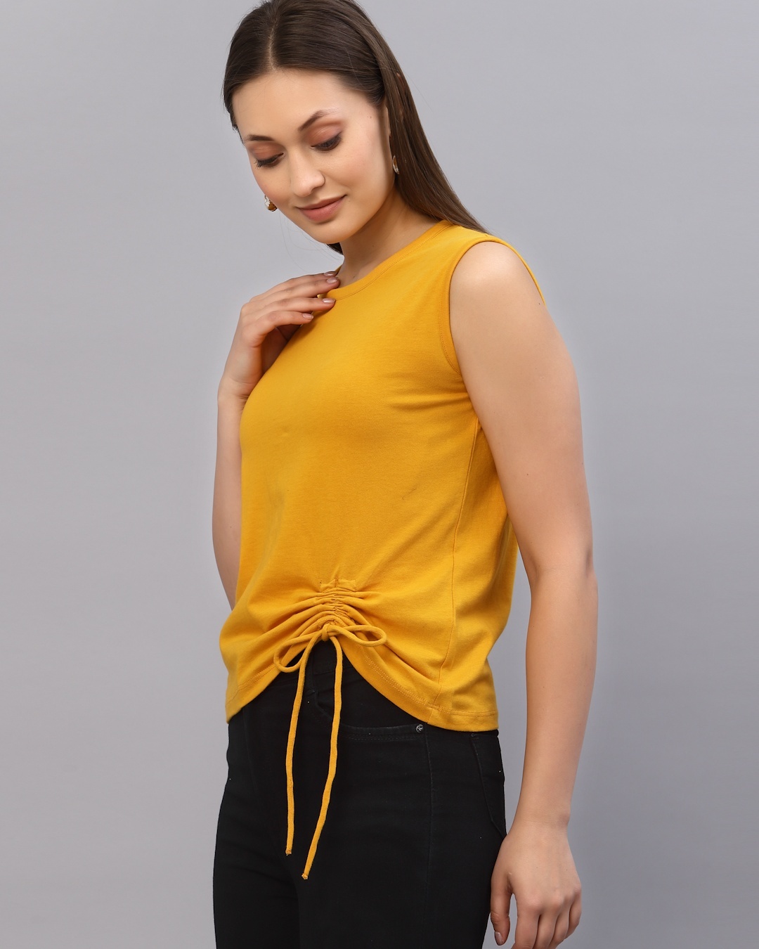 Shop Women's Yellow Slim Fit Top-Back