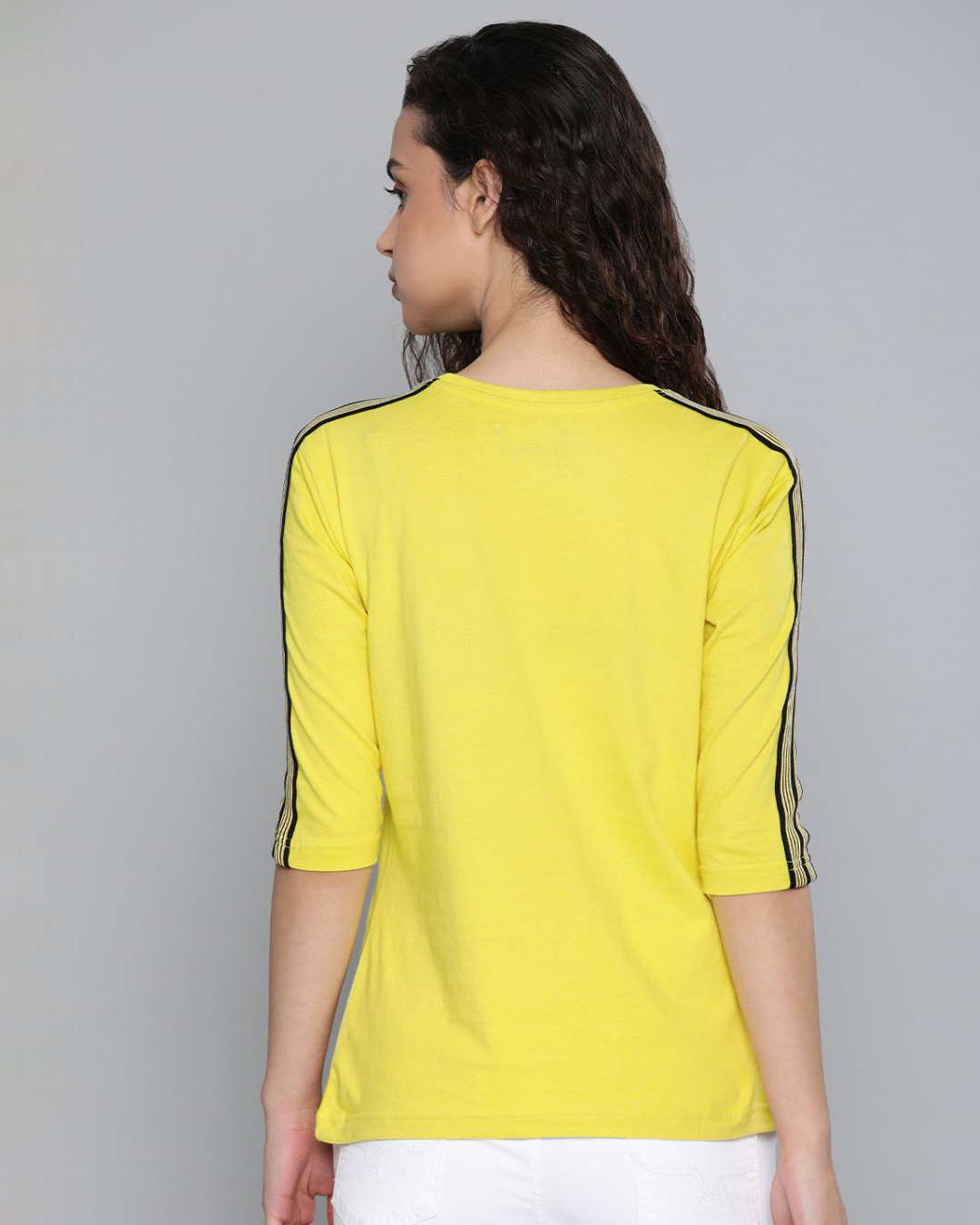 Shop Women's Yellow Solid T-shirt-Back