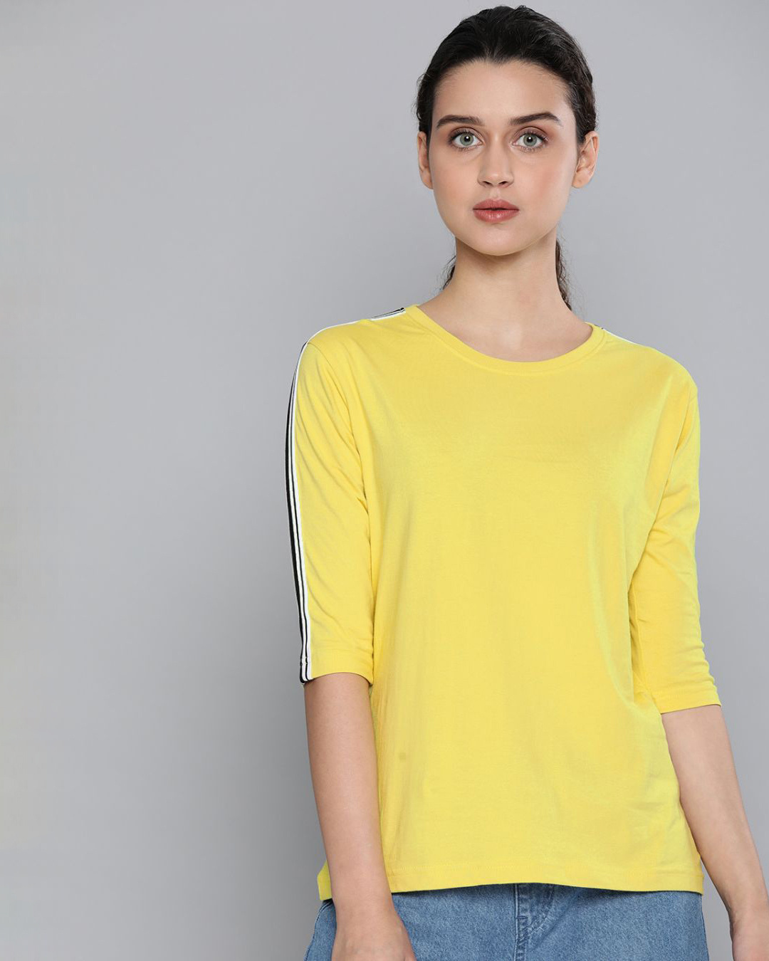 Shop Women's Yellow Solid T-shirt-Front
