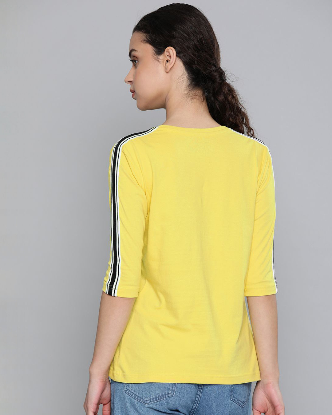 Shop Women's Yellow Solid T-shirt-Back