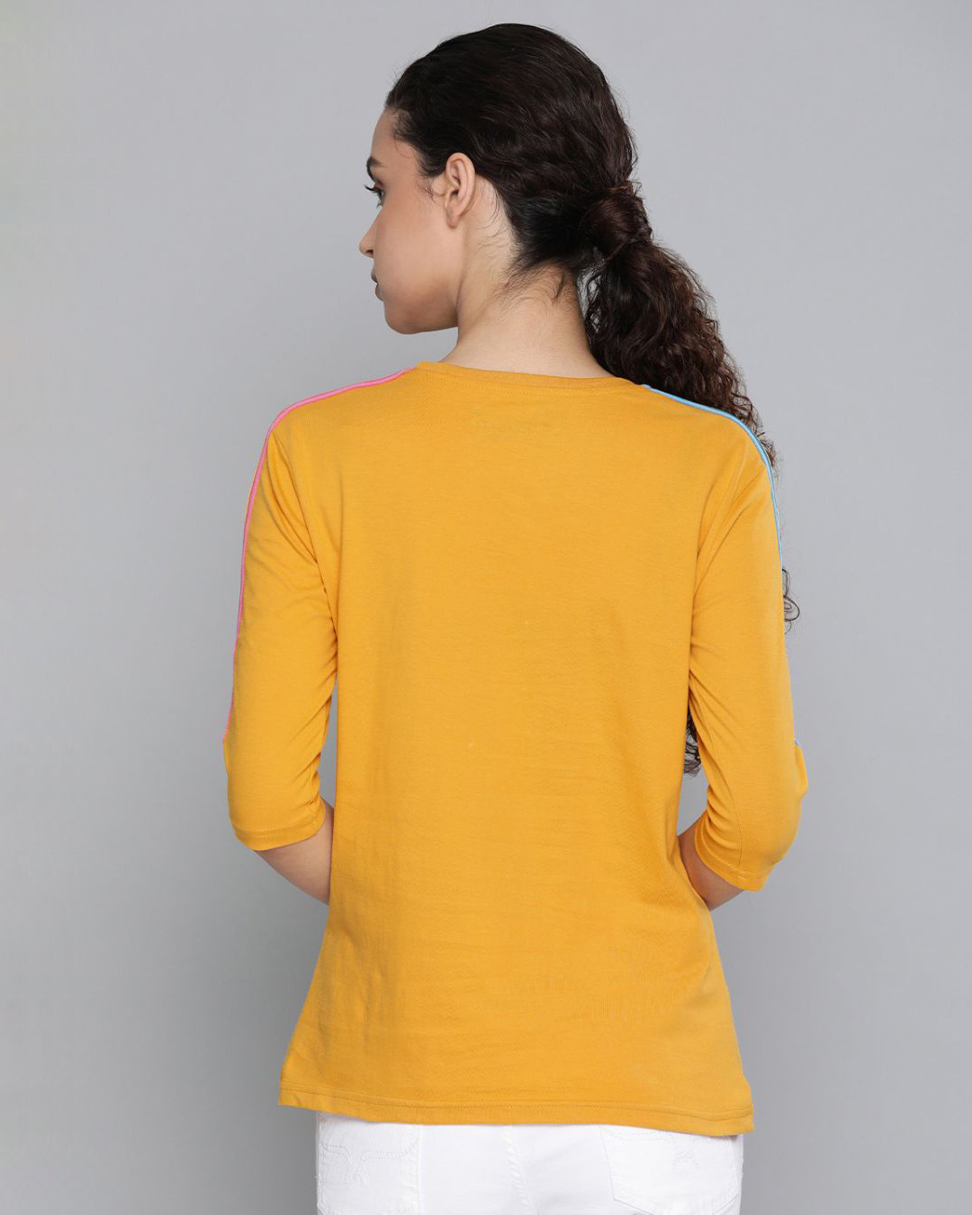 Shop Women's Yellow Solid T-Shirt-Back