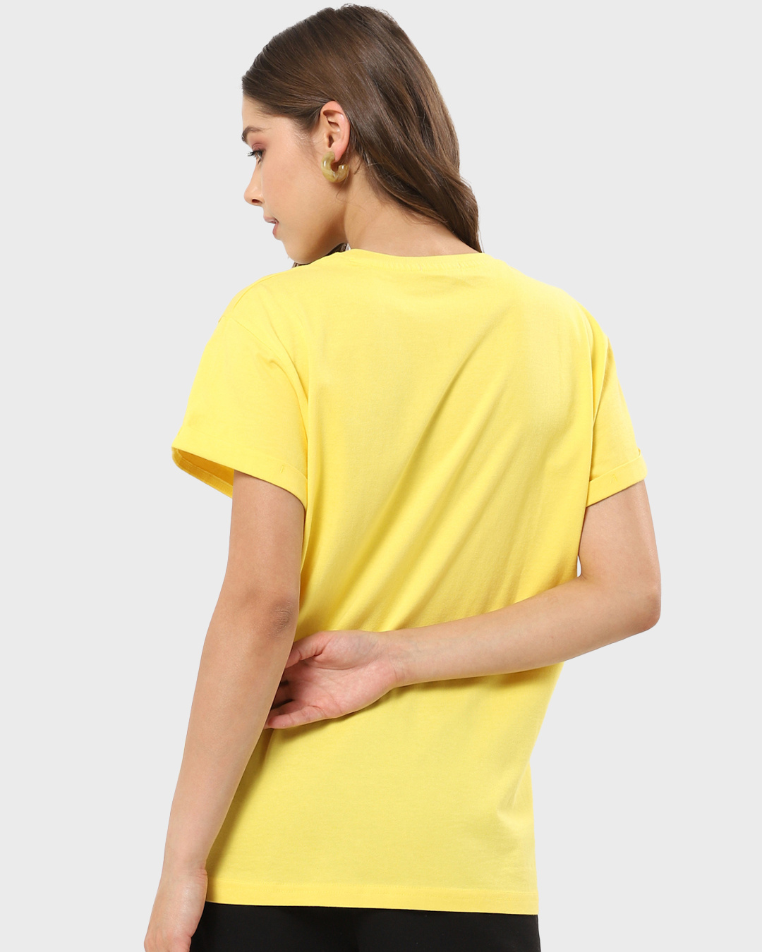 Shop Women's Yellow Spiritually Savage Graphic Printed Boyfriend T-shirt-Back
