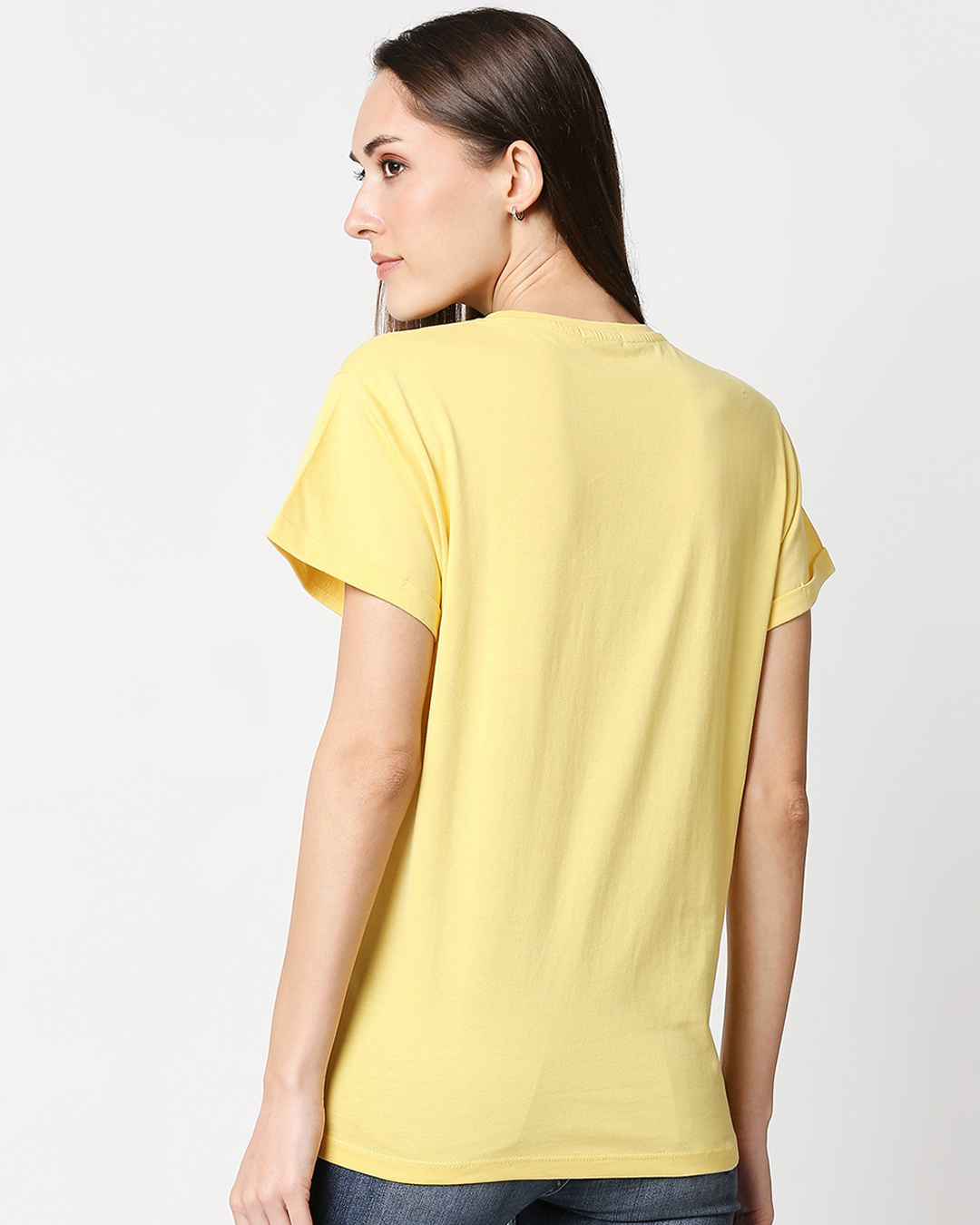 Shop Women's Yellow Stay Weird (DL) Boyfriend T-shirt-Back