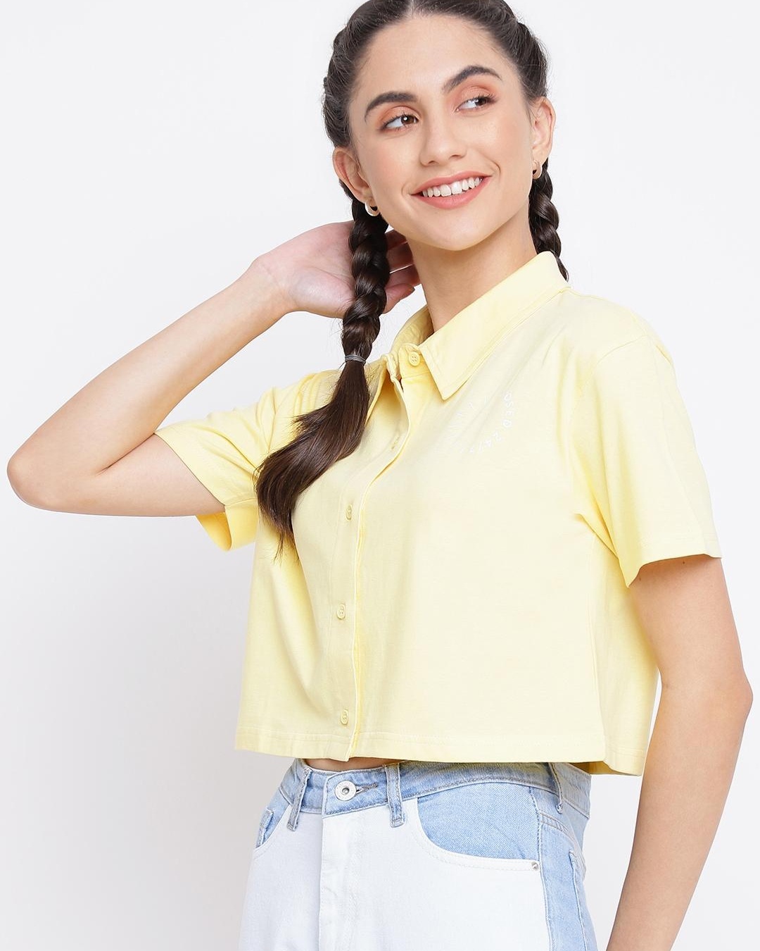 Shop Women's Yellow Crop T-shirt-Back