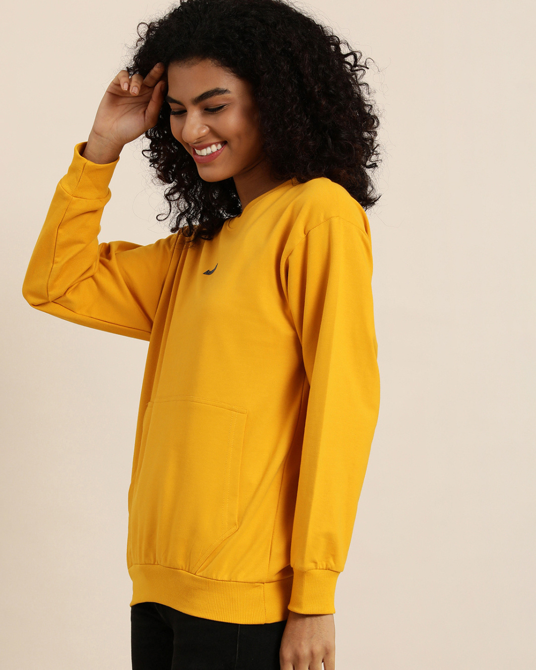 Shop Women's Yellow Typography Oversized Sweatshirt-Back
