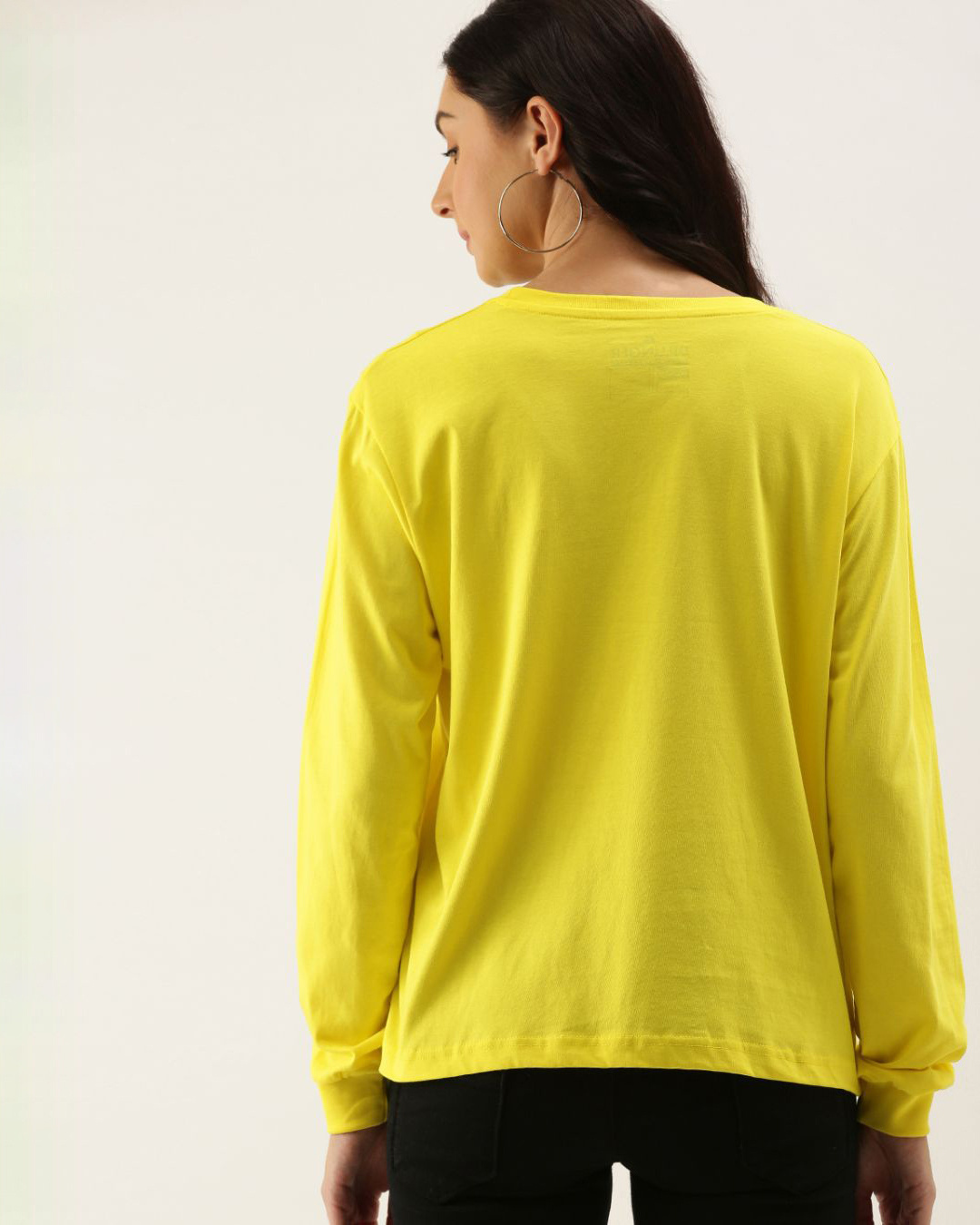 Shop Women's Yellow Typography T-shirt-Back