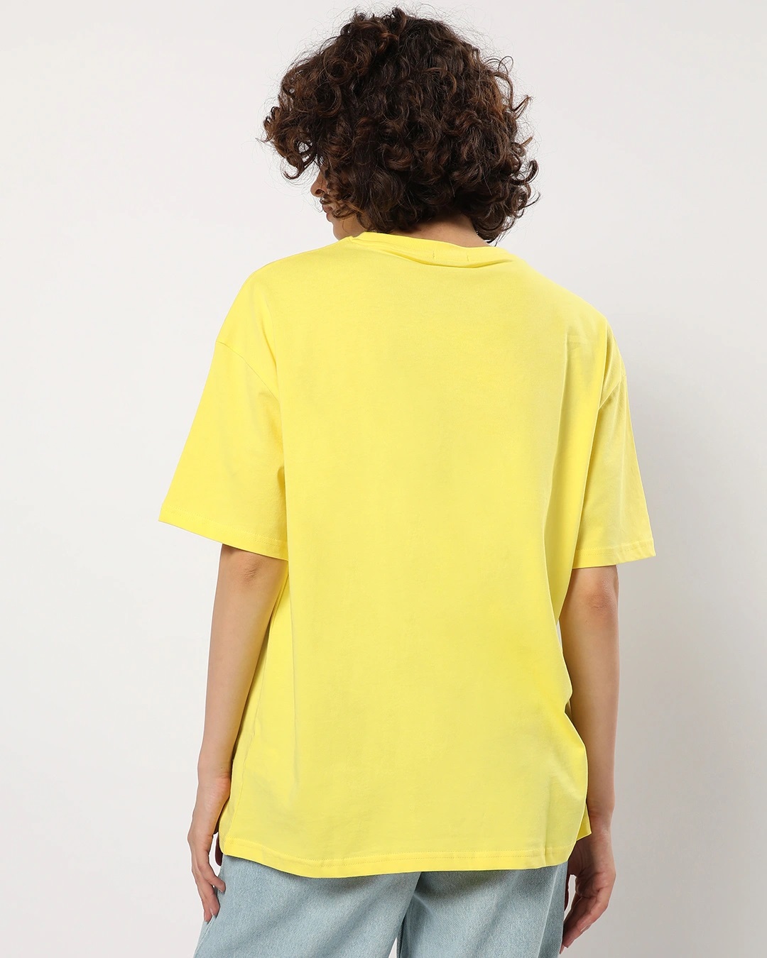 Shop Women's Yellow Weekend Feels Graphic Printed Oversized Boyfriend T-shirt-Back