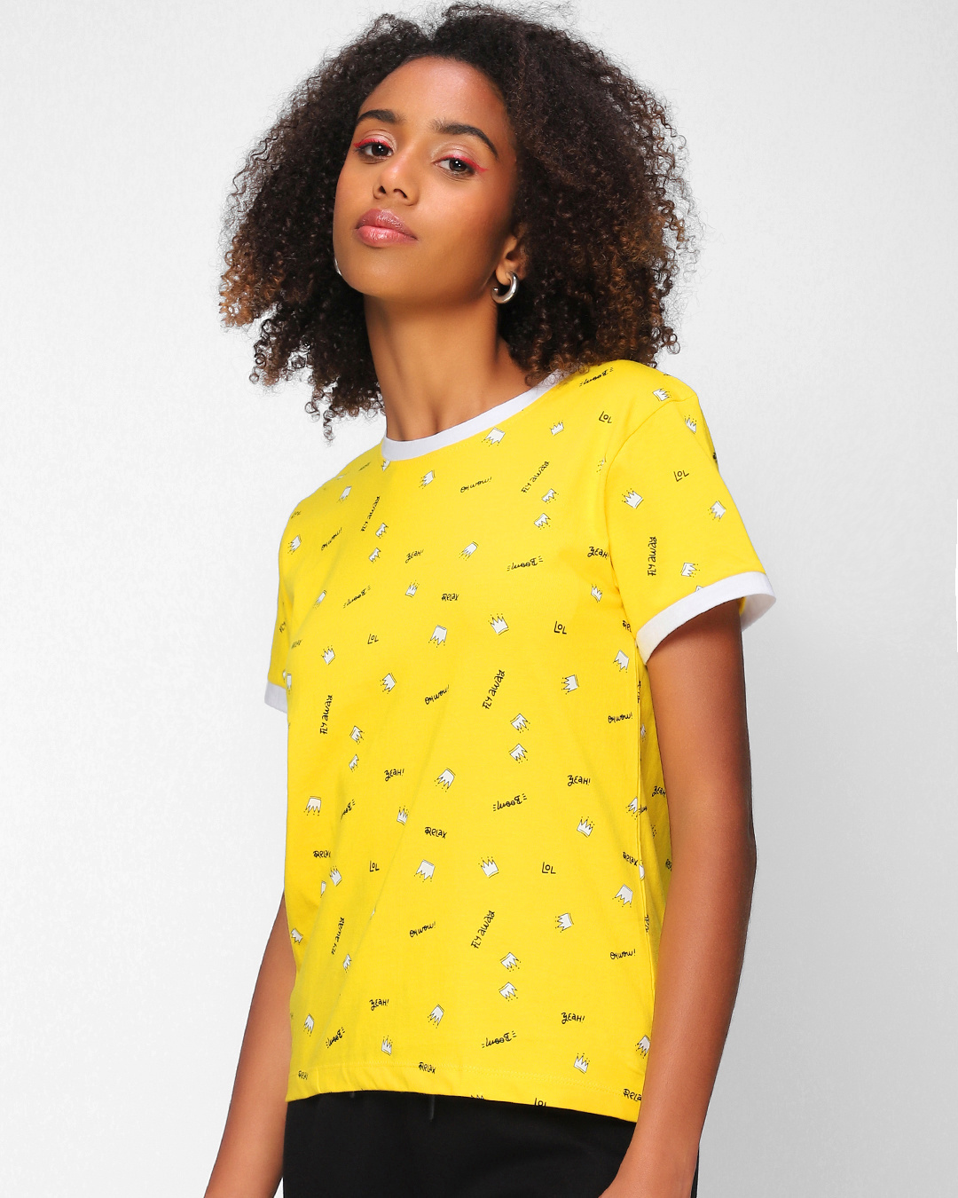 Shop Women's Yolo Yellow AOP T-shirt-Back