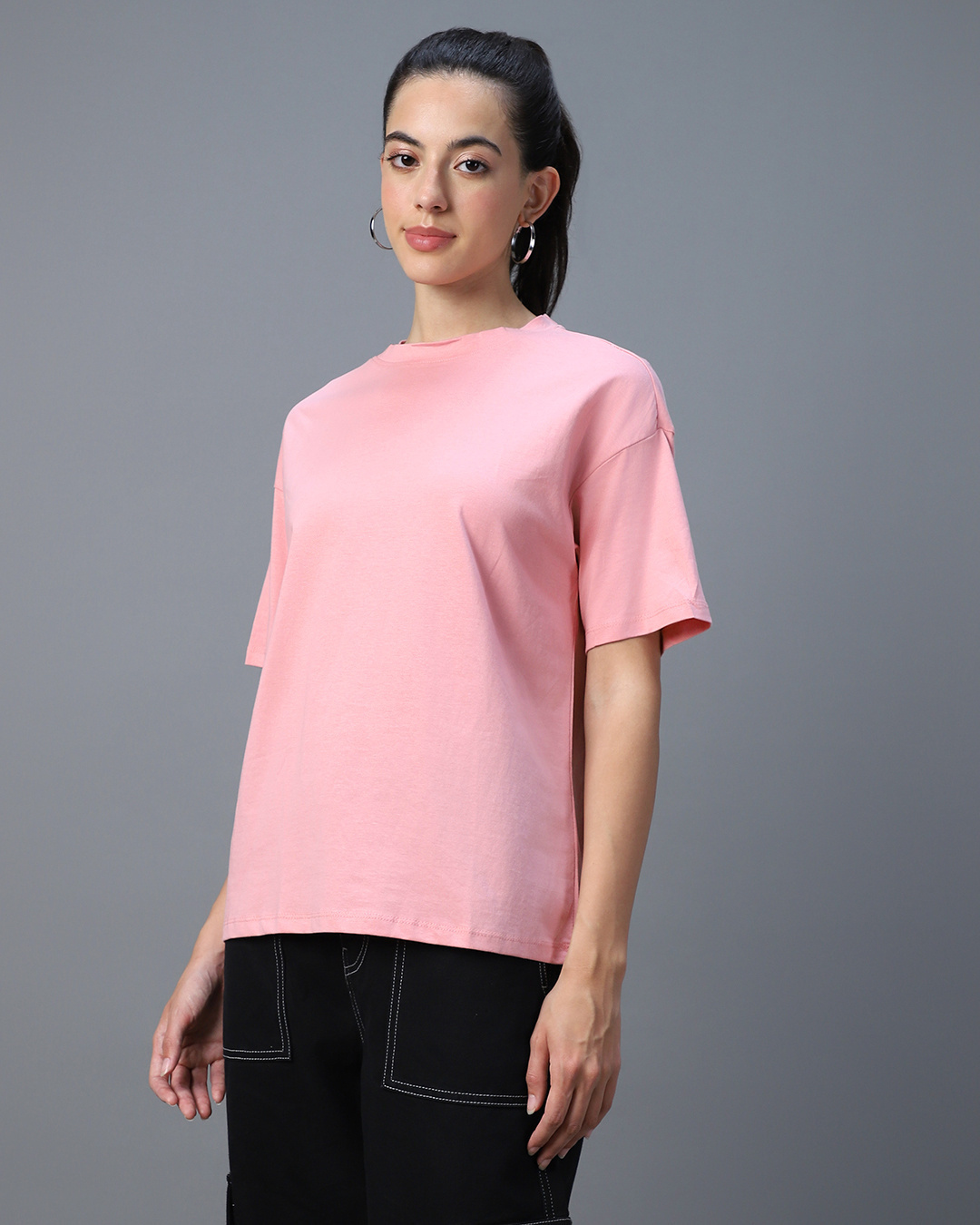 Shop Women's Pink Oversized T-shirt-Back