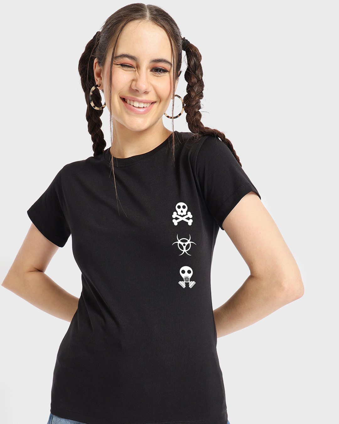 Shop Women's Black Toxic Graphic Printed T-shirt-Back