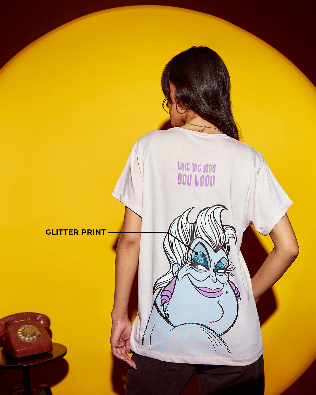 Shop Women's Pink Ursula Stare Graphic Printed Boyfriend T-shirt-Back