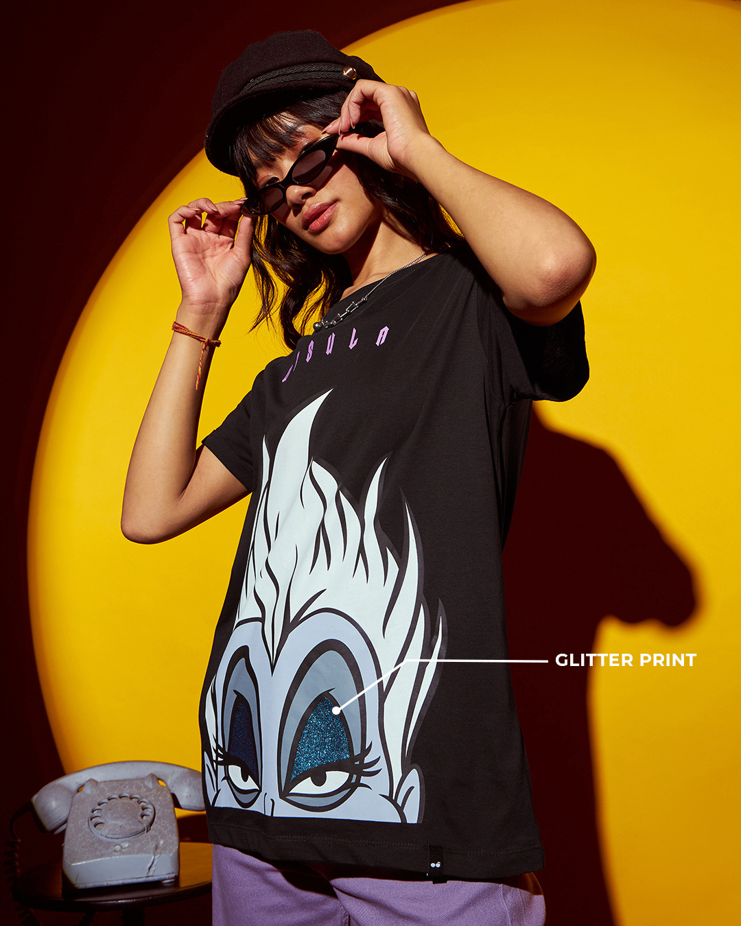Shop Women's Black Ursula Stare Graphic Printed Boyfriend T-shirt-Back