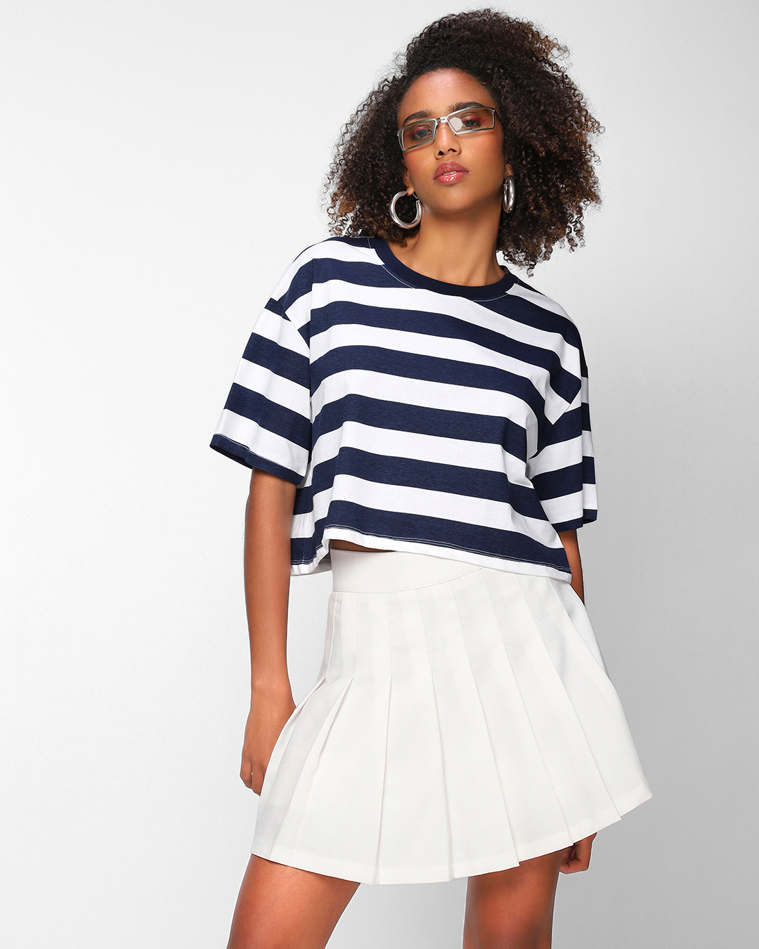 Buy Women's White Striped Oversized T-shirt Online at Bewakoof