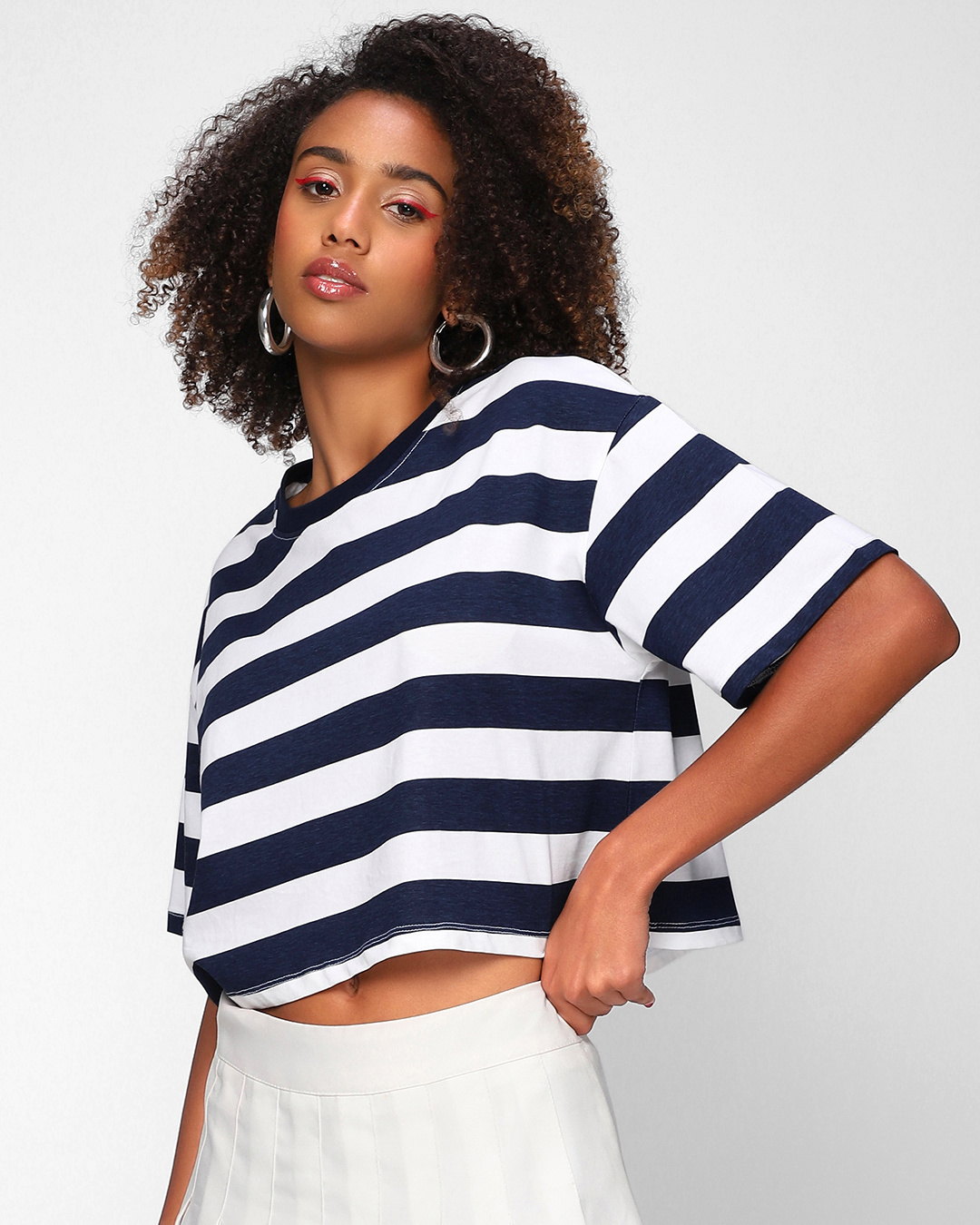 Buy Women's White Striped Oversized T-shirt Online at Bewakoof