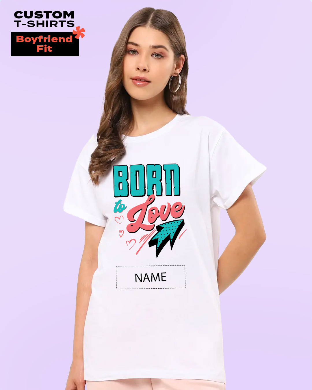 Buy Women White Born to Love Boyfriend TShirts for Women women white