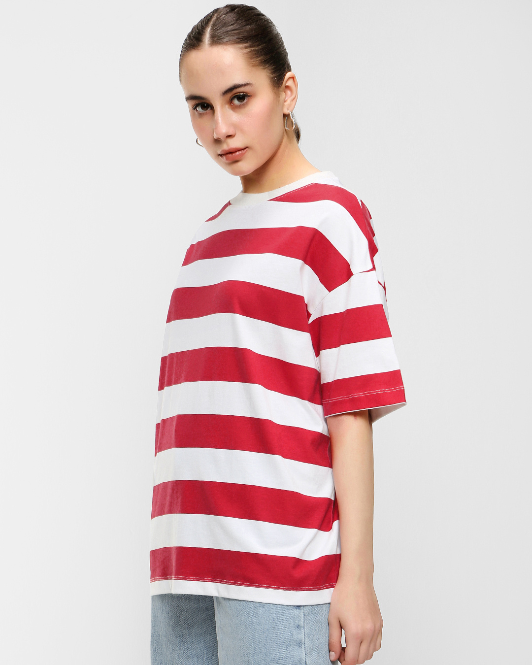 red white striped t shirt ladies