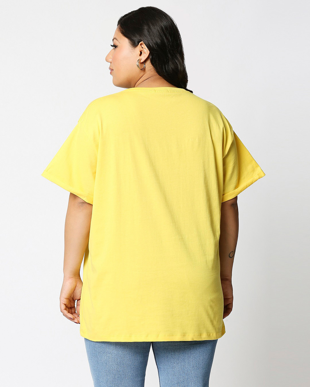 Shop Women's Yellow Tweety Chase Graphic Printed Plus Size T-shirt-Back