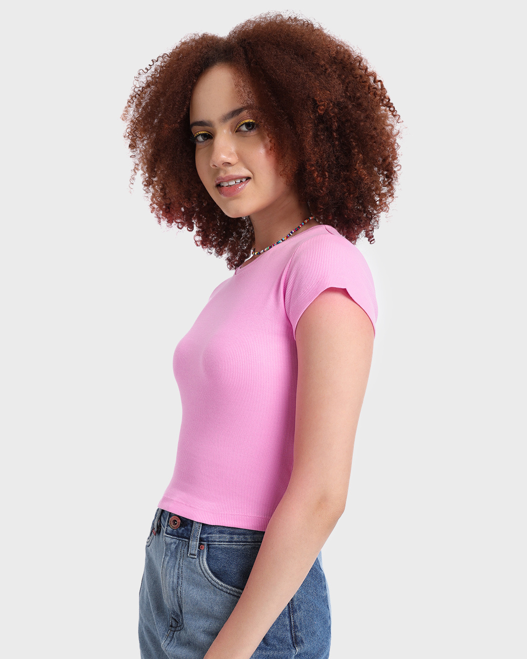 Shop Women's Pink Slim Fit Short Top-Back