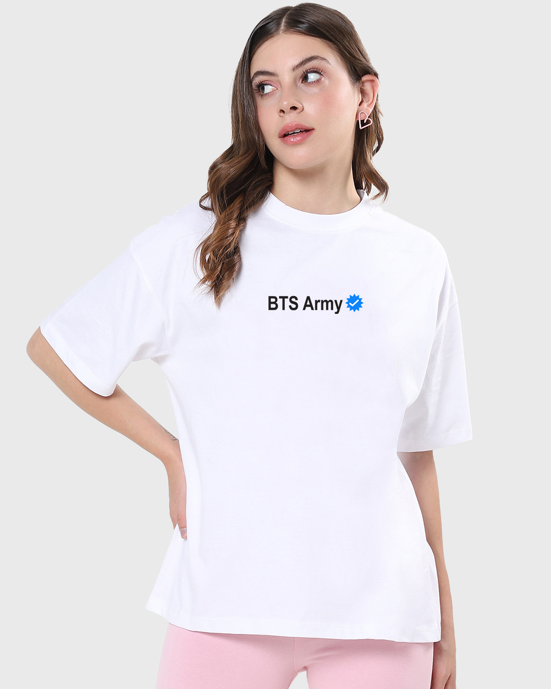 Buy Women's White BTS Army Typography Oversized T-shirt Online at Bewakoof