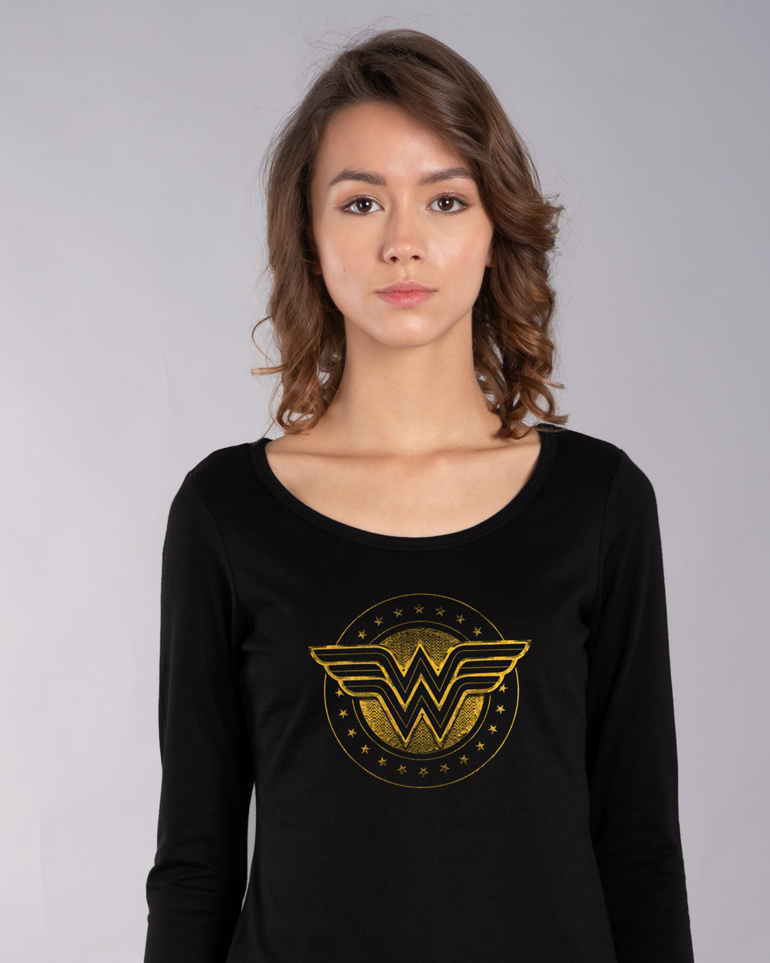 Buy Wonder Woman Gold Plated  Logo DCL black Printed Full 