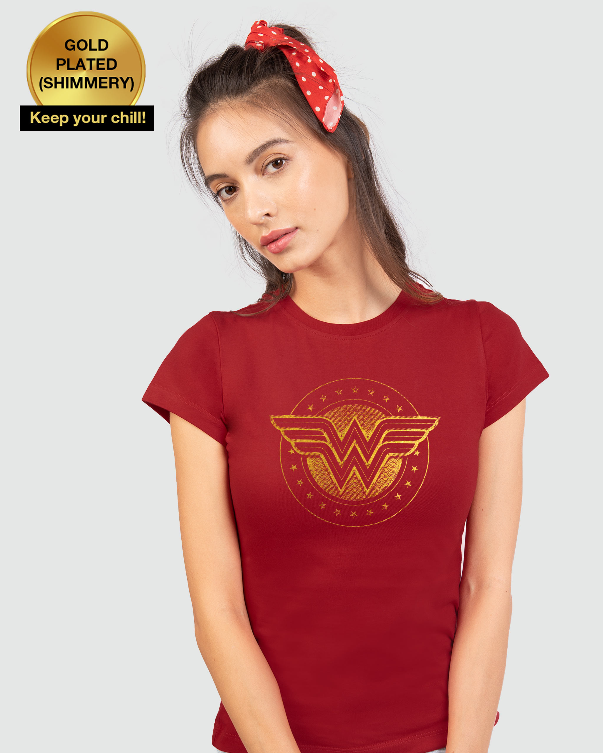 red and gold shirt women's
