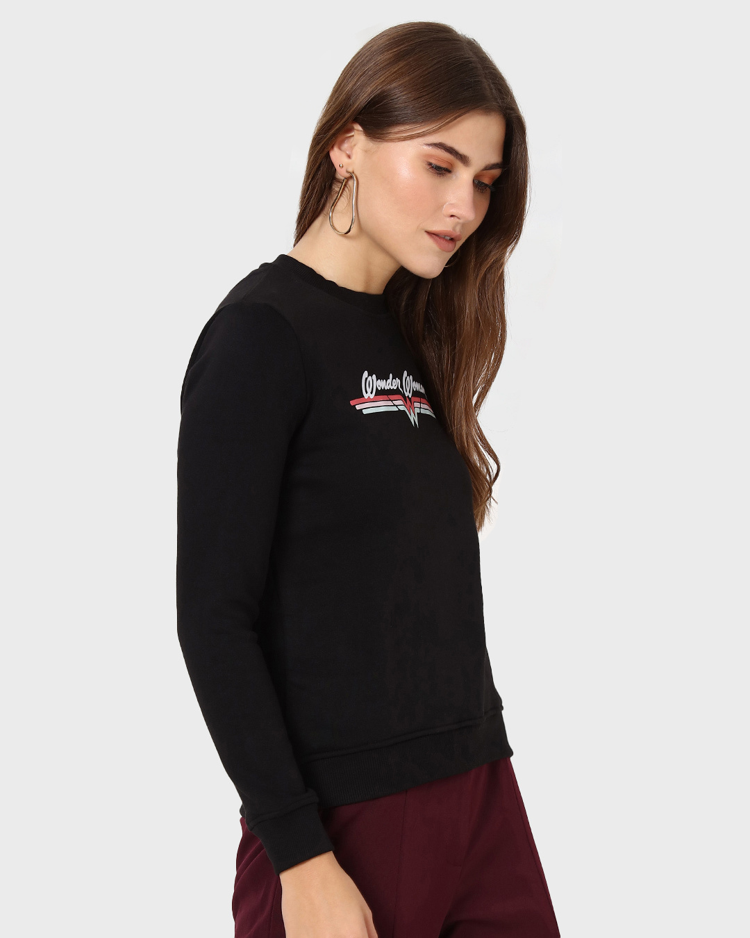 Shop Women's Black Wonder Women Typography Sweater-Back