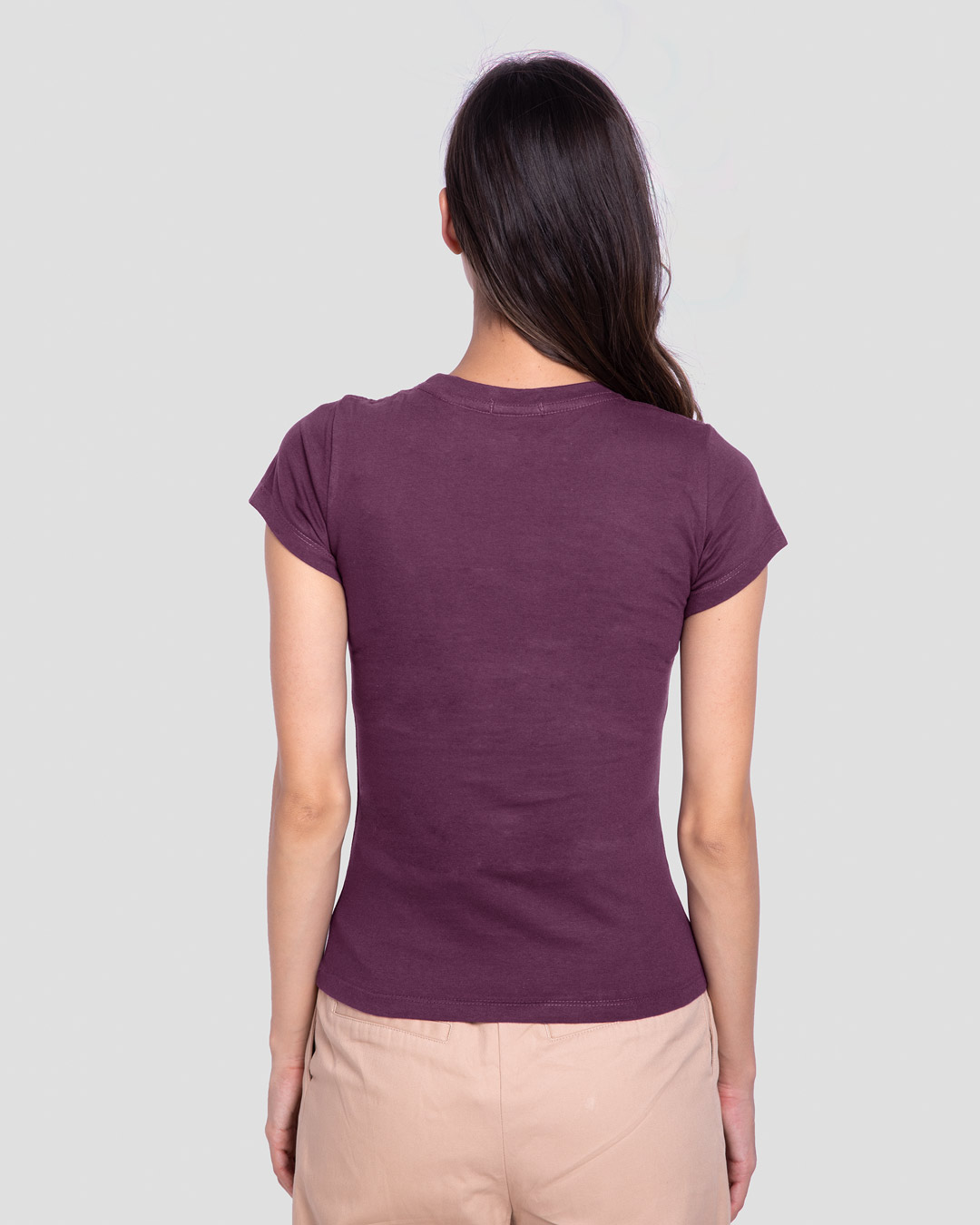 Shop Wonder Women Stripes Half Sleeve T-Shirt (DCL) Deep Purple-Back