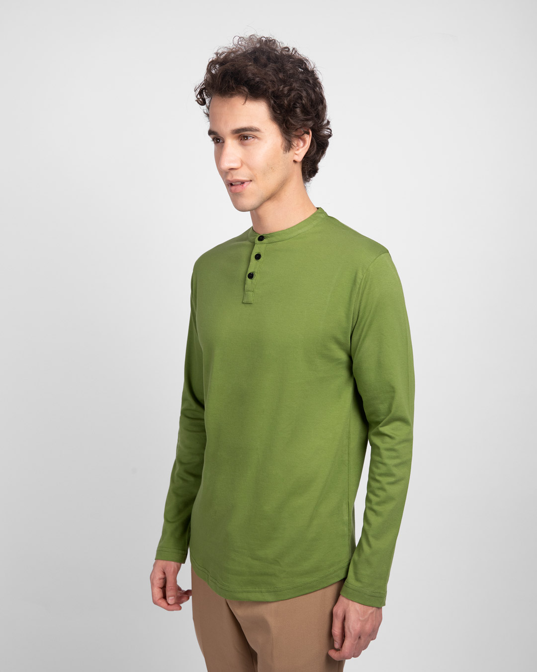 Shop Woodbine Green Full Sleeve Henley T-Shirt-Back