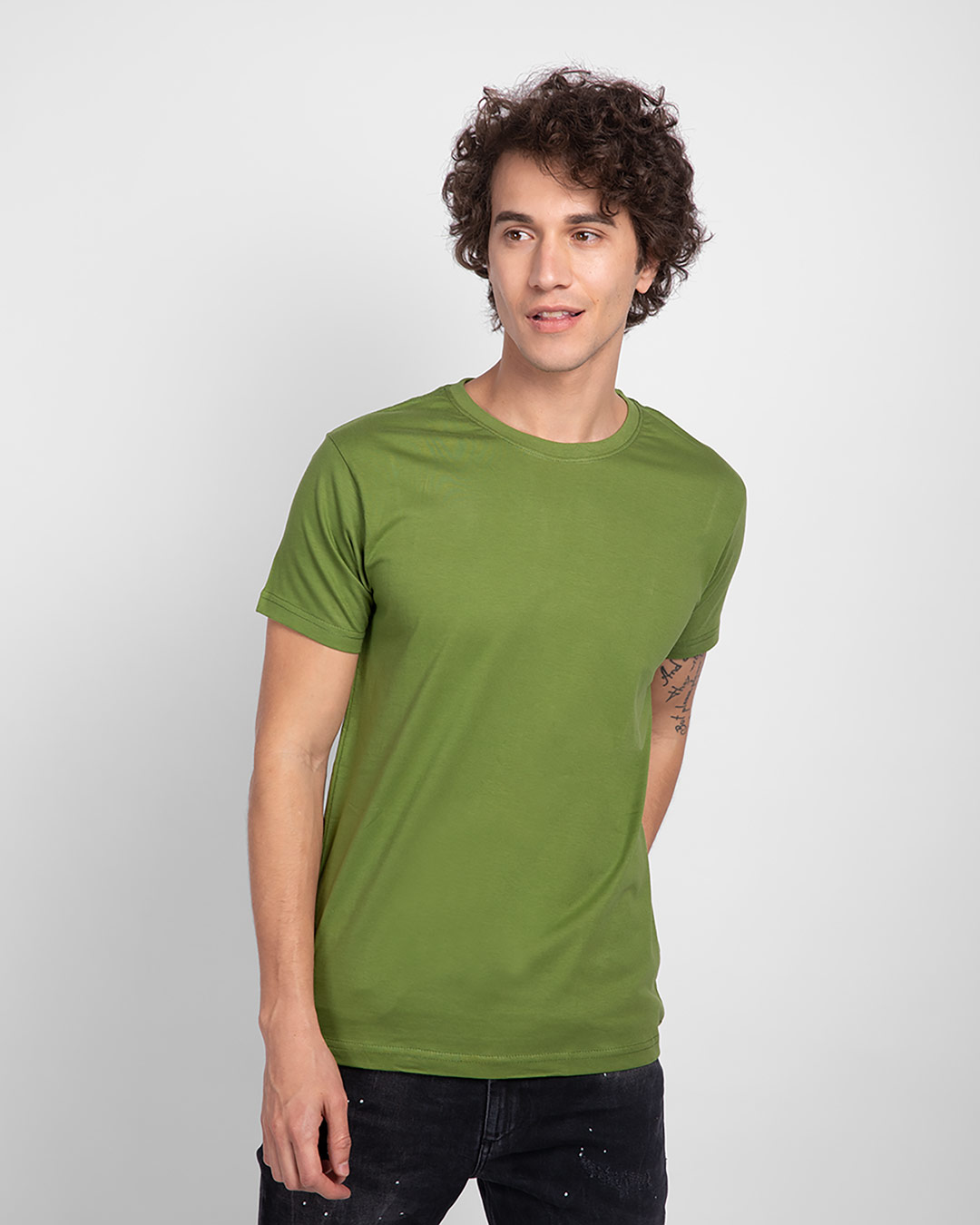 

Woodbine Green Half Sleeve T-Shirt Men' Plain T-Shirts Bewakoof.com